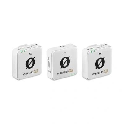 Image de RØDE Wireless ME Dual Set : Système de microphone sans fil compact avec technologie GainAssist, microphones intégrés et portée 100 m pour le cinéma, les interviews la création contenu (Blanc)