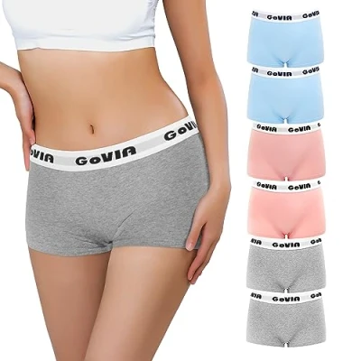 Image de Libella Boxer Femme Coton Shorty Shorts Caleçons Femmes Lot de 6 Shorties Culotte sans Couture Basics Panty Multicolore 3921E S