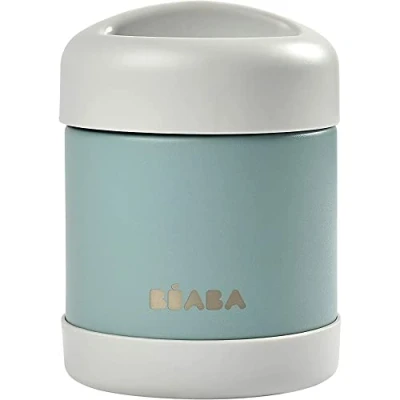 Image de BÉABA, Portion de Conservation Repas Bébé/Enfant, Inox, Isotherme, Conserve Chaud/Froid Aliments, Double parois, 100% hermétique, 300 mL, Light mist/Eucalyptus green