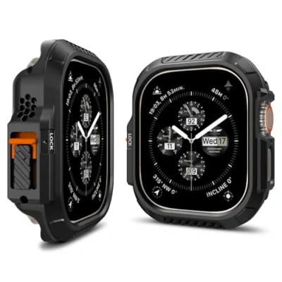 Image de Spigen Coque Lock Fit avec Système de Verrouillage sécurisé Compatible Apple Watch Ultra 2 (2023) / (2022) 49mm Noir