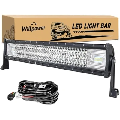 Image de Willpower Bar a LED, 32&#039;&#039; 405W Triple rangée faisceau combiné Barre de LED avec 12V câblage kit Rampe Phare Projecteur pour offroad Véhicules Voiture camions ATV
