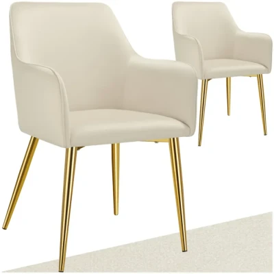Image de TECTAKE Lot 2 Fauteuils AVANE aspect velours rembourrés avec dossier continu Beige