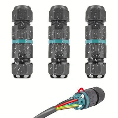 Image de Connecteur Électrique Étanches IP68 Raccord de Cable 5 Fils Boîte Derivation Étanche Éxterieur, Domino Etanche Jonction pour Câble Ø à 14 mm (3 Pcs)