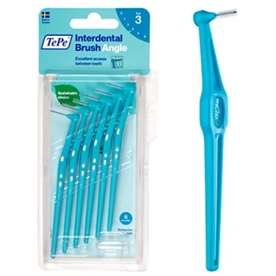 Image de TePe brossettes interdentaires Angle Idéal pour le nettoyage des espaces molaires 2 x 6 Diamètre 0,6mm Bleu