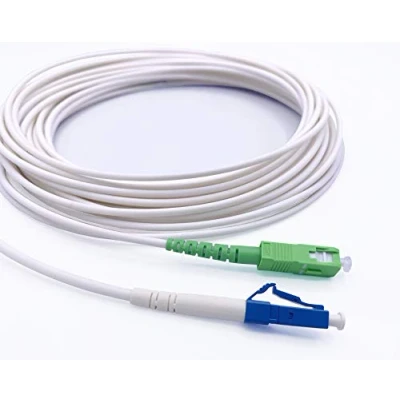 Image de Elfcam® Câble à Fibre Optique SC/APC LC/UPC Monomode Simplex, Jarretière LSZH, Blanc (5M)
