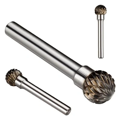 Image de sourcing map Fraise Rotative Lime en carbure de tungstène à double coupe forme boule Tige 6 mm et diamètre tête 12mm