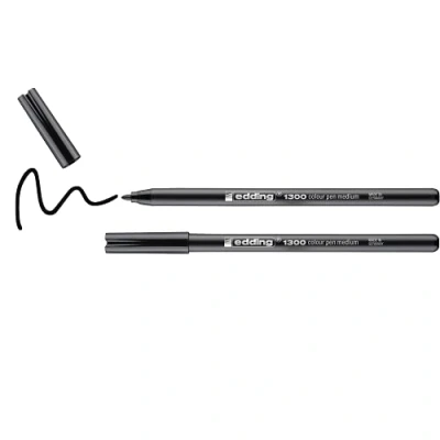 Image de edding 1300 feutre de coloriage fin pointe moyenne noir 2 stylos ronde mm pour dessiner et écrire l&#039;école, les mandalas, le doodling, bullet journals