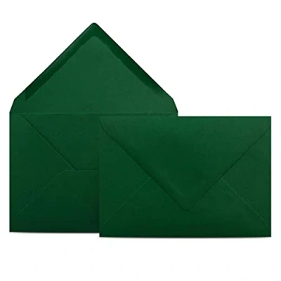 Image de Colours 4 you Lot de 25 Enveloppes DIN C6 Vert foncé 11,4 x 16,2 cm avec fermeture humide 80 g/m² à éclair sans fenêtre