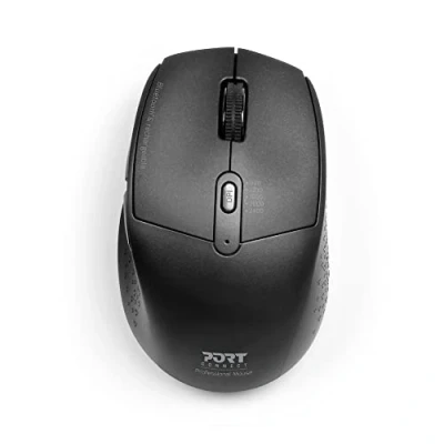 Image de PORT CONNECT Souris Bluetooth &amp; Sans Fil Dual Wireless 2.4 GHz Rechargeable silencieuse 5 boutons chargement USB A/ C Noir