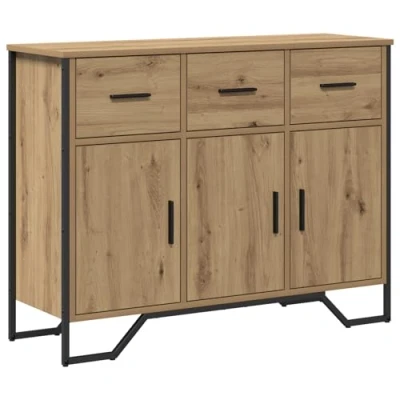 Image de Buffet en chêne vidaXL Artisan 3 tiroirs 2 portes Marron