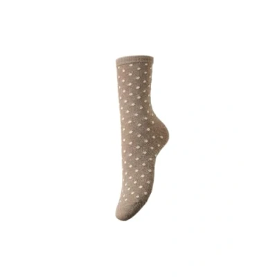 Image de PIECES Pcsebby Paillettes Long Pack de 1 Motif Noos Chaussettes, Naturel/Détail : Petits Dots in Birch Col, Taille Unique Femme
