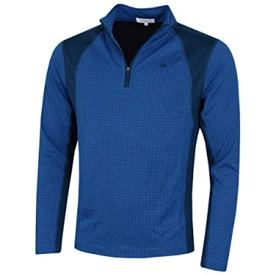 Image de Calvin Klein Herren Micro Grid Half Zip Mittellage Ocean Blue/Navy L.
