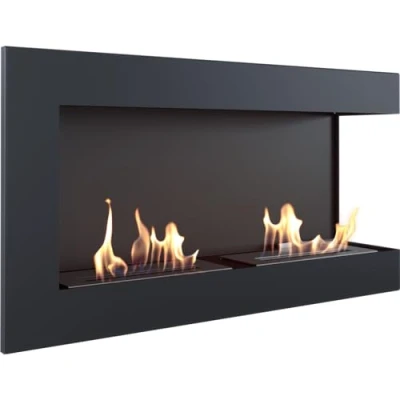 Image de Cheminée Bio KRATKI Delta d&#039;angle 900x280mm Murale sans vitrage Idéal pour Les intérieurs Ouverts et Modernes Testé par Le TÜV Rhénanie Ouvert à Droite