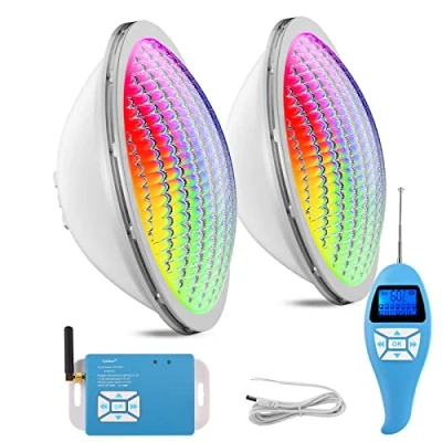 Image de LyLmLe LED Piscine PAR56, 20W Projecteur RGB Multicolore Synchroniseur Externe avec Télécommande, Angle de faisceau 120, IP68 Etanche, AC 12V, Lot 2