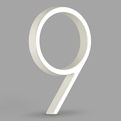 Image de HASWARE Panneau De NuméRo Maison Flottant: 5 Pouce (12cm) Signalisation Porte Moderne Frappant Pour Les Chiffres D&#039;Adresse Rue (9, Blanc)