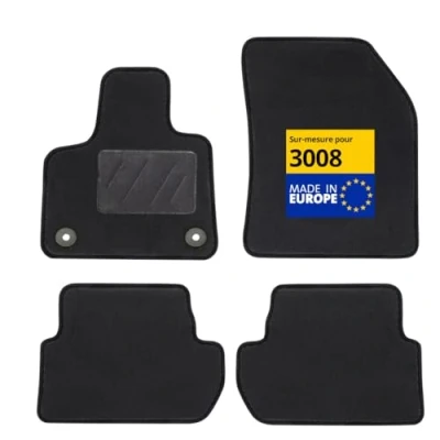 Image de DBS Tapis de Voiture sur Mesure pour 3008 (dès 2020) Sol antidérapant Automobile Moquette Galaxy 4 pièces, Noir