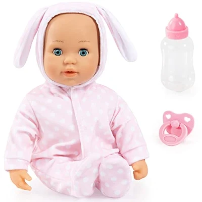 Image de Bayer Design 93822AA Anna poupée interacitve, Poupon parlante, fermes Les Yeux, biberon, tétine, 38 cm, Soft Pink