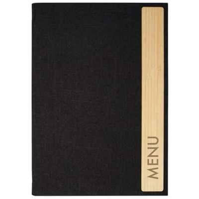 Image de SIGEL SM220 Protège menu Bambus 1 pièces fourni avec 2 pochettes transparentes 4 vues pour 8 feuilles reliure à cordon élastique A4 gris foncé/beige