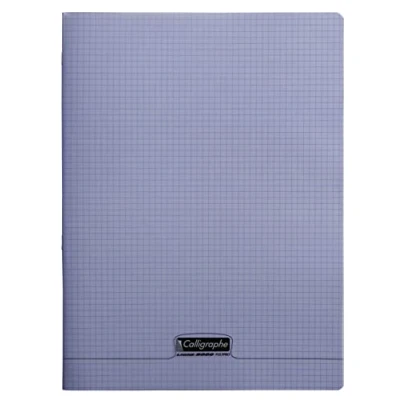Image de Calligraphe 18477C Un Cahier Agrafé Violet (une Marque de Clairefontaine) 24x32 cm 48 Pages Petits Carreaux Papier Blanc 90 g Couverture Polypro Transparent