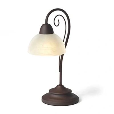 Image de Reality, Lampe de table, Country 1xE14, max.40,0 W Verre, Blanc, Corps: metal, Rouille Ø:15,5cm, H:40,0cm IP20,Interrupteur cordon
