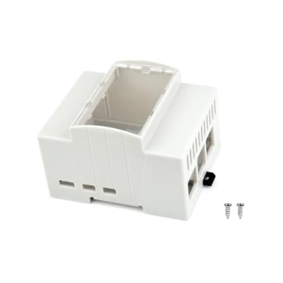 Image de Boîtier pour Raspberry Pi 5, DIN Rail ABS Compatible avec Rasp Hats PoE Hat (F), RS485 Can etc. Fenêtre Supérieure Transparente, Grand Espace Intérieur, Moulage par Injection