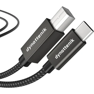 Image de dynattenik Adaptateur MIDI USB C vers B pour Contrôleurs de Clavier 1,5m, Tressé en Nylon, Métallique