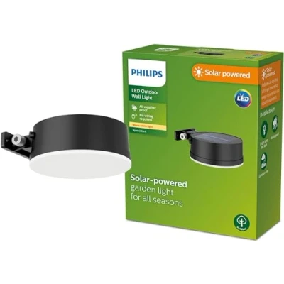 Image de Philips Vynce Applique murale d&#039;extérieur ronde 1,5 W 2700 K Noir IP44 Résistant aux intempéries