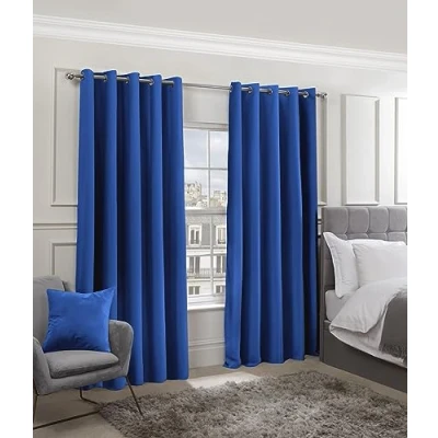 Image de Emma Barclay Rideaux à œillets, Polyester, Bleu, Width 66 x Drop 54&quot; (168 137cm)