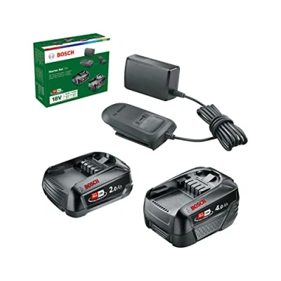 Image de Bosch Home and Garden Kit de démarrage 18 V avec batteries et chargeur (2x 2,0 Ah + 4,0 Ah, AL 18V 20 chargeur, système 18V, dans un carton)