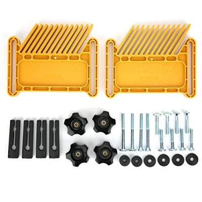Image de Scie à Table Plume, 2Pcs Jaune bois Accessoires Plumes, Plume Planche pour Toupie Clôtures Clôture