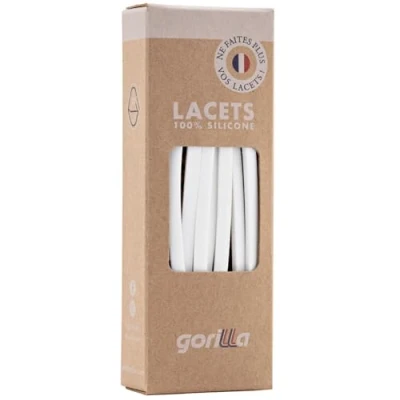 Image de Gorilla Lacets Elastiques Adultes et Enfants Plats Fins Gagnez du Temps, Adieu les Nœuds Bonjour le Confort Autobloquants Ultra Résistants 110 cm x 4,5 mm