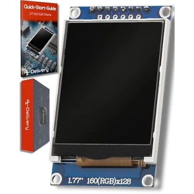 Image de AZDelivery Écran ST7735 TFT 1,77 Pouces 128x160 Pixels Compatible avec Arduino et Raspberry Pi incluant Un Ebook!
