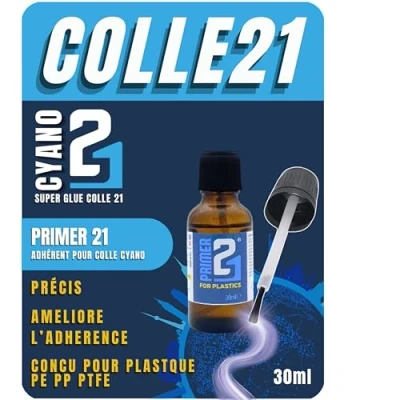 Image de Primer pour Colle Super Glue Cyano Colle21 Flacons de 30ml Plastic PP,PE,PTFE d&#039;accroche