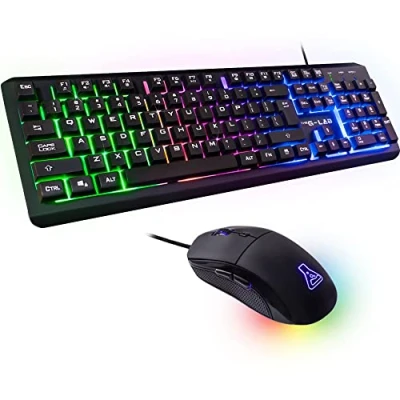 Image de The G Lab Combo IRIDIUM Pack Clavier et Souris Gamer Rétroéclairé Gaming QWERTY USB Anti Ghosting + LED 3200 DPI PC/PS4 PS5/Xbox One/Xbox Series X NOUVEAU 2021