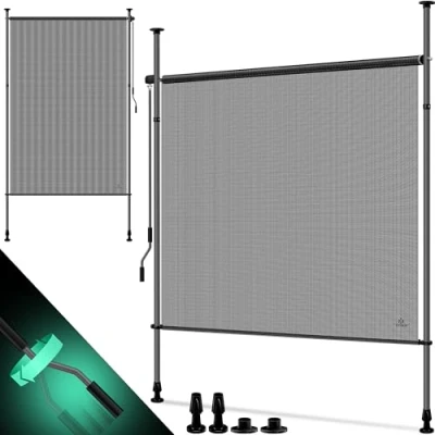 Image de KESSER® Store vertical 120 x 310 cm extensible et opaque avec manivelle sans perçage Brise vue de balcon protection contre le vent pour jardin terrasse Étanche Transparent/anthracite