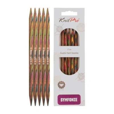 Image de KnitPro 15 cm x 6,5 mm, Aiguilles Symfonie à Double Pointe Multicolore