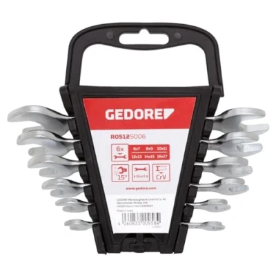 Image de GEDORE red Assortiment de clés à fourche double, 12 pièces, Tailles 6 32 mm, Métriques, Courtes, Jeu clés, R05125012