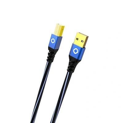 Image de Oehlbach USB Plus B Câble d&#039;imprimante Type A vers Gaine en PVC OFC Bleu/Noir 7,5 m