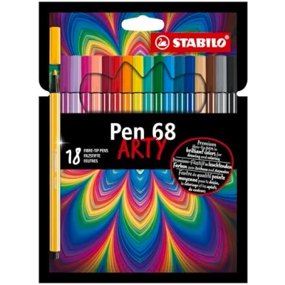 Image de Feutre dessin STABILO Pen 68 Etui carton ARTY x 18 feutres de coloriage pointe moyenne gamme