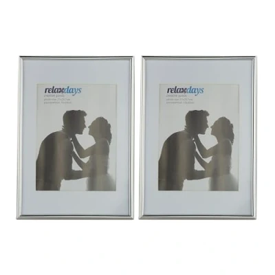 Image de relaxdays Cadres photo, lot de 2, format DIN A4, passe partout 15x20 cm, picture frame à poser ou suspendre, argenté