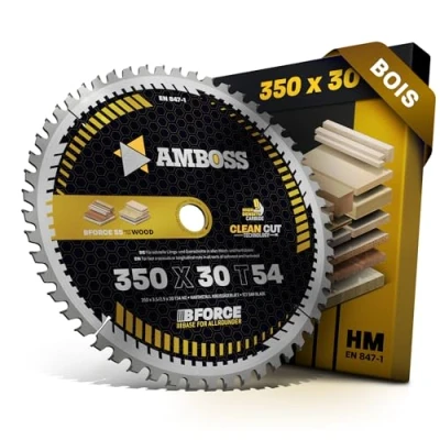 Image de Lame de scie circulaire HM 350 x 30 mm Z54 denture alternée pour bois Allround. AMBOSS WERKZEUGE® compatible avec Ulmia. Wegoma Festool HK 132 Mafell MKS125. SF32 Makita 5143 R.