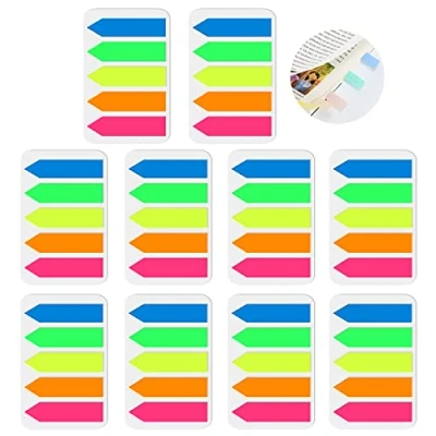 Image de TingDongWei 1000 Pièces Marque Page Adhesif, PET Feuillets Notes Autocollants fleches, Sticky Onglets Séparateur Guides D&#039;index pour Marquer Pages/École et Bureau, 5 Couleurs