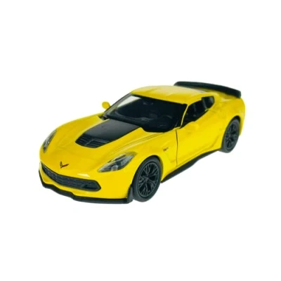 Image de Welly 2017 Chevrolet Corvette C7 Z06 Coupe Jaune env. 1/34 1/39 Modèle Métal Voiture Le Cast Nouveau dans la boîte