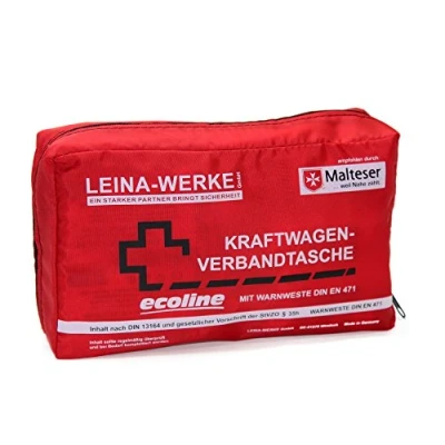 Image de Leina Werke 11056 de Premiers Secours avec Gilet signalisation Compact Ecoline sans Velcro Rouge/Noir/Blanc