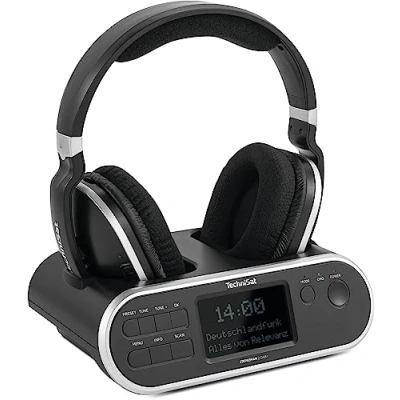 Image de TechniSat STEREOMAN 2 Dab+ Casque sans Fil 2,4 GHz (avec Station d&#039;accueil, réception Radio Dab+/FM, pour téléviseurs et systèmes Audio) Noir