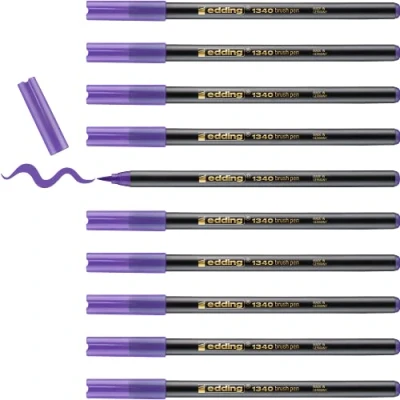Image de edding 1340 feutre pointe pinceau violet 10 stylos de flexible pour la peinture, l&#039;écriture et le dessin carnets, mandalas, calligraphie