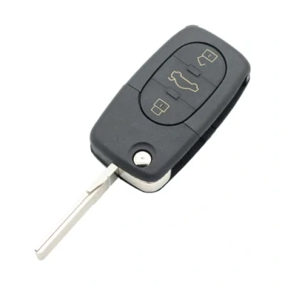 Image de BROVACS Coque de clé rechange compatible avec Audi à 3 boutons, entrée sans clé, télécommande rabat SS801B