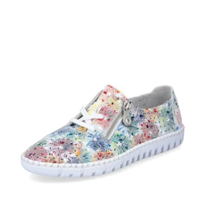 Image de Rieker Femme Chaussures à Lacets M2306, Dame Confortables,Chaussure Basse Confort,Lacets,Confortable,Blanc (Multi / 90),37 EU 4 UK