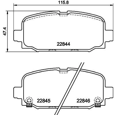 Image de HELLA 8DB 355 039 411 Jeu de plaquettes frein avec indicateur d&#039;usure vis d&#039;étrier accessoires JEEP: Compass, FIAT: Tipo Berline