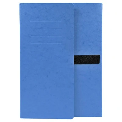 Image de Exacompta Réf. 742E 1 chemise à dos extensible en carte lustrée 3 rabats fermeture par bande auto agrippante/scratch dimensions 24 x 32 cm pour documents au format A4 couleur bleu